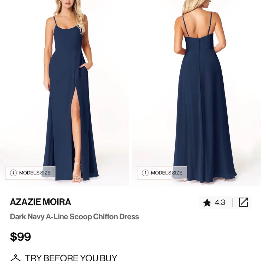 Azazie Blue A-Line Maxi Dress with Slit